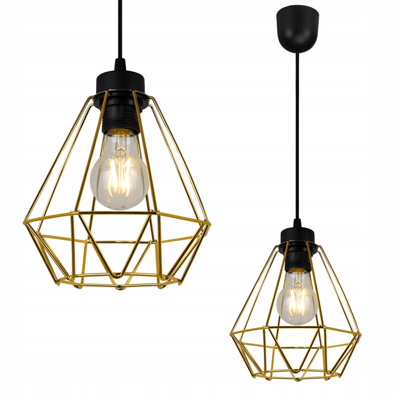 Lampa sufitowa wisząca Nuvola Gold boho 1xE27 abażur druciany złoty Light Home LH