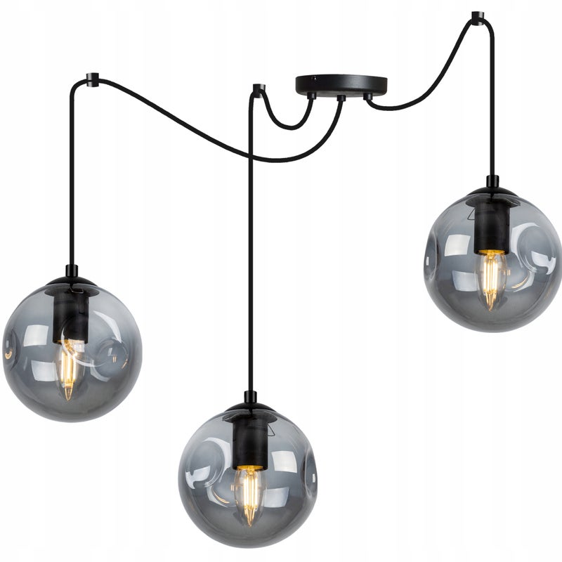 Lampa sufitowa wisząca Spider Monako modern 3xE27 abażur kule grafitowe Light Home LH