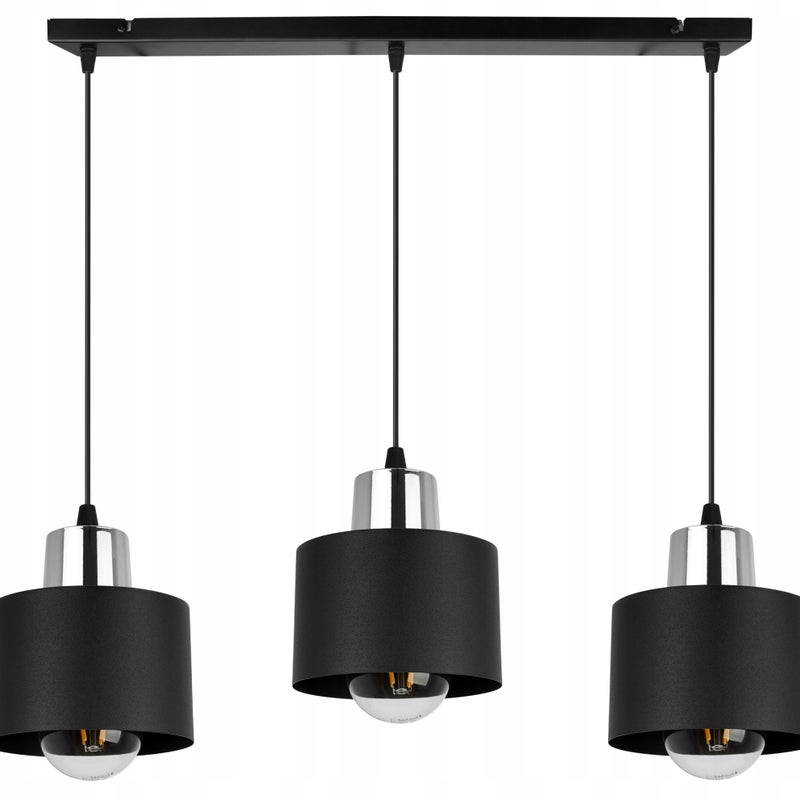 Lampa sufitowa wisząca Panta modern 3xE27 abażur owalny czarny/srebrny Light Home LH