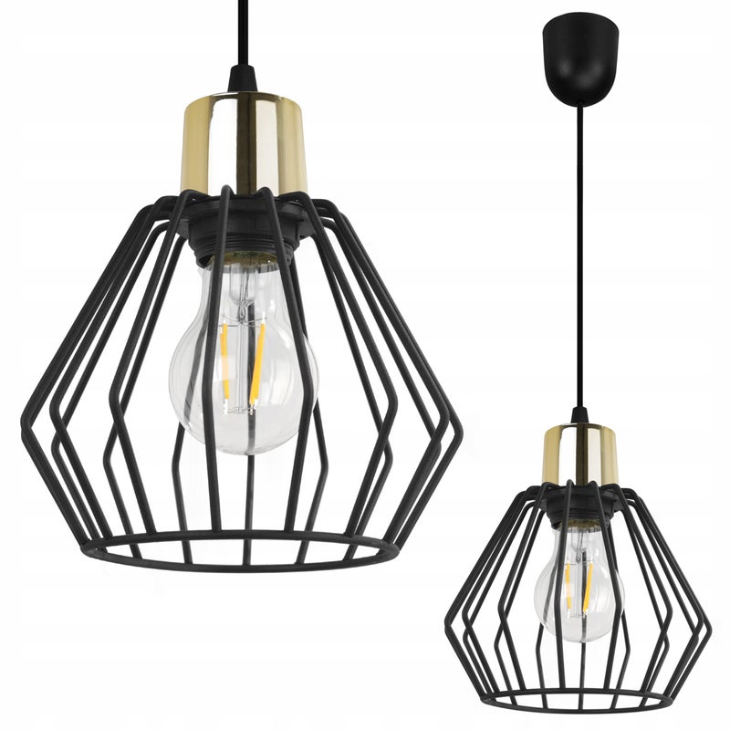 Lampa sufitowa wisząca modern Nuvola 1xE27 klosz druciak loft złoty Light Home LH