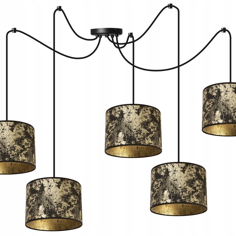 Lampa sufitowa wisząca modern Werona 5xE27 klosz owalny wzorzysty złoty Light Home LH