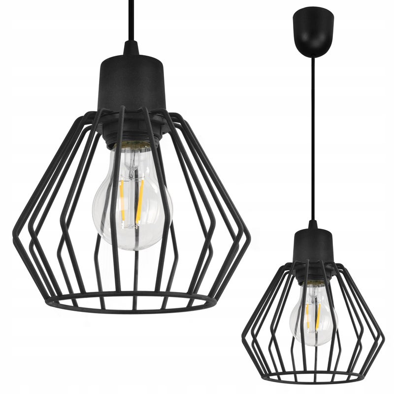 Lampa sufitowa wisząca modern Nuvola 1xE27 klosz druciak loft czarny Light Home LH