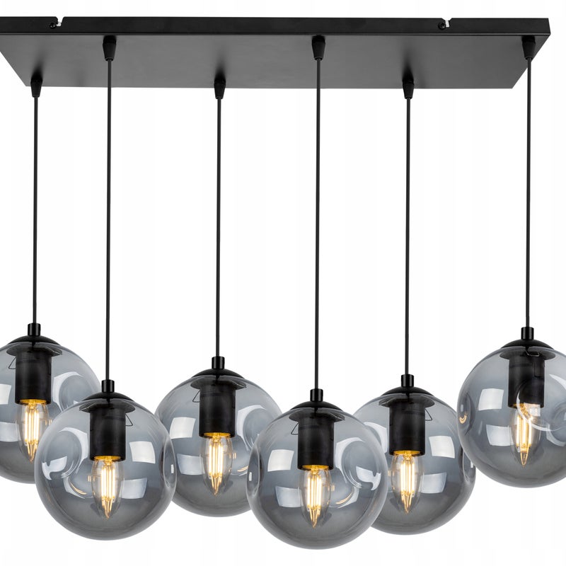 Lampa sufitowa wisząca Monako modern 6xE27 abażur kule grafitowe Light Home LH