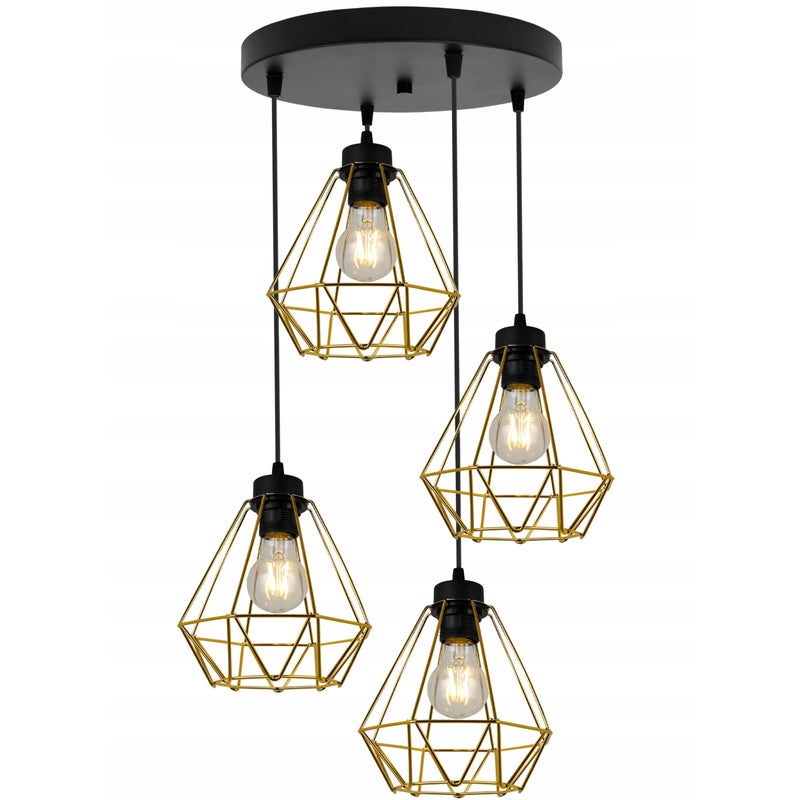 Lampa sufitowa wisząca Nuvola Gold modern 4xE27 abażur druciany złoty Light Home LH