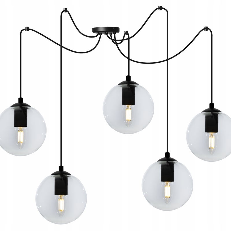Lampa sufitowa wisząca Spider Paris boho 5xE27 abażur kula transparentna Light Home LH