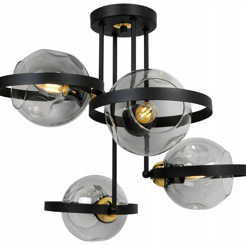 Lampa sufitowa wisząca Ring Rio modern 4xE27 abażur kule grafitowe Light Home LH