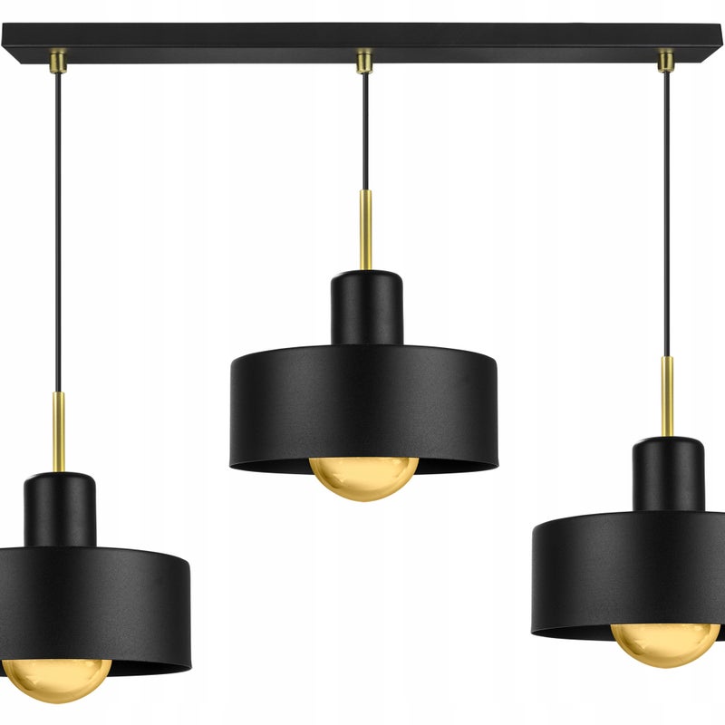 Lampa sufitowa wisząca Barcelona modern 3xE27 abażur walec złoto/czarny Light Home LH
