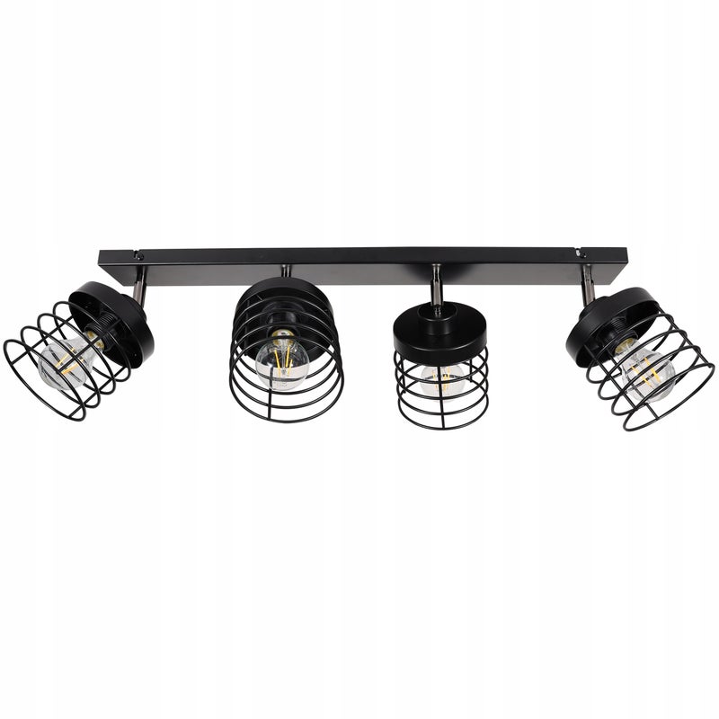 Lampa sufitowa wisząca modern Rasti 4xE27 klosz prostokątny druciak czarny Light Home LH