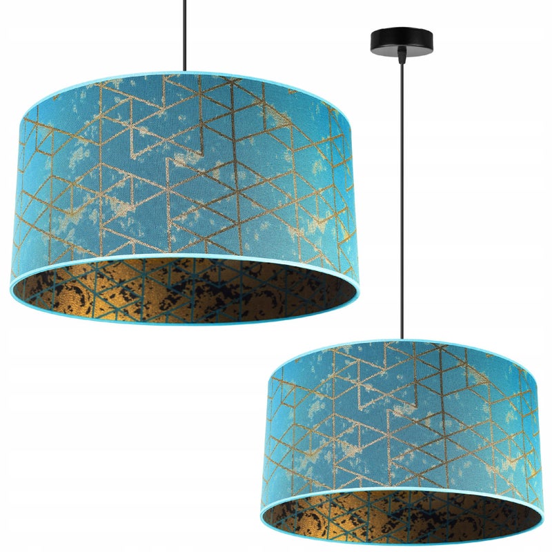 Lampa sufitowa wisząca stylish Werona 1xE27 klosz owalny wzorzysty niebieski/złoty Light Home LH