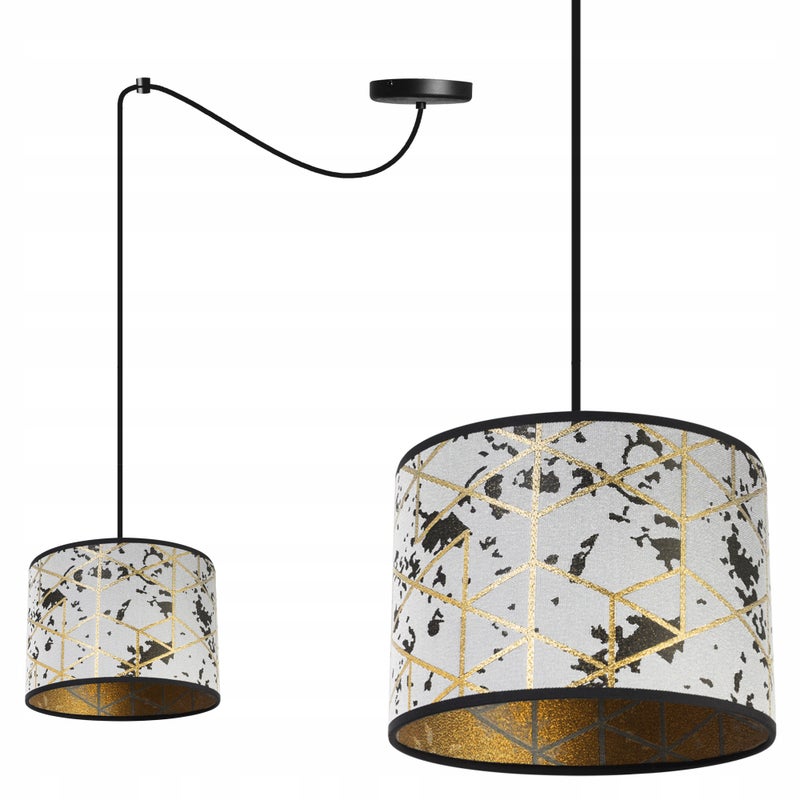 Lampa sufitowa wisząca modern Werona 1xE27 klosz owalny wzorzysty marmur/złoty Light Home LH