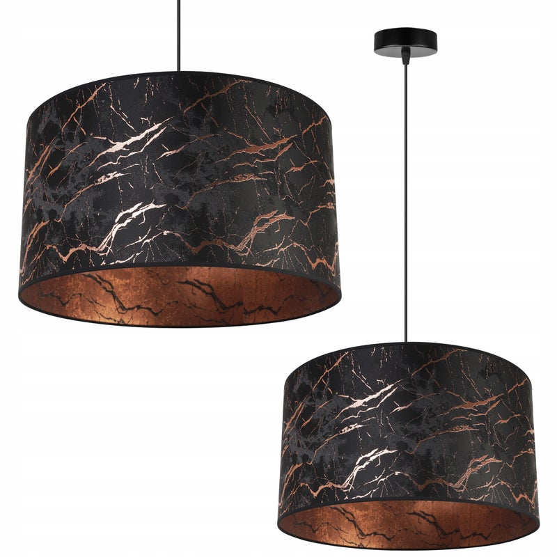 Lampa sufitowa wisząca chic Werona 1xE27 klosz owalny wzorzysty miedziany/czarny Light Home LH