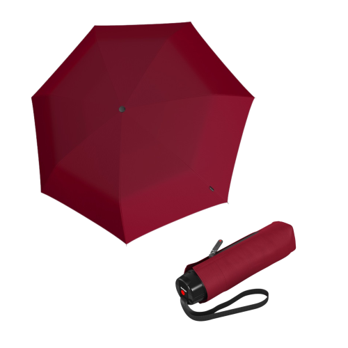 Parasol Damski Knirps Czerwony Manualny Składany Z Filtrem UV
