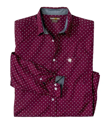 Koszula z mikro wzorkiem i detalami z tkaniny chambray Mężczyzna Atlas For Men - Kolor : Fioletowy - Rozmiar : 4XL