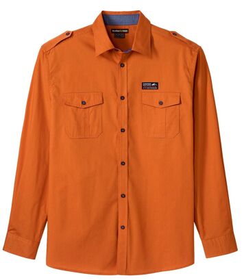 Koszula pilotka z popeliny Mężczyzna Atlas For Men - Kolor : Pomarańczowy - Rozmiar : 4XL