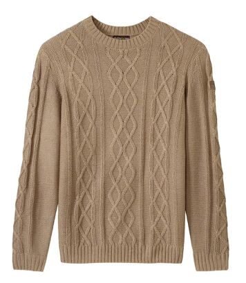 Trykotowy, melanżowy sweter z zaokrąglonym dekoltem Mężczyzna Atlas For Men - Kolor : Brązowy - Rozmiar : 4XL