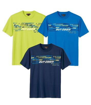 Zestaw 3 sportowych koszulek z grafiką Mężczyzna Atlas For Men - Kolor : Niebieski - Rozmiar : 4XL