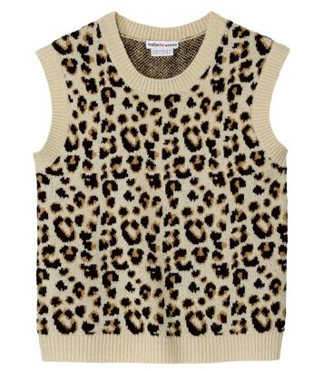 Sweter kamizelka we wzór panterki Kobieta Atlas For Men - Kolor : Motywy - Rozmiar : 36/38