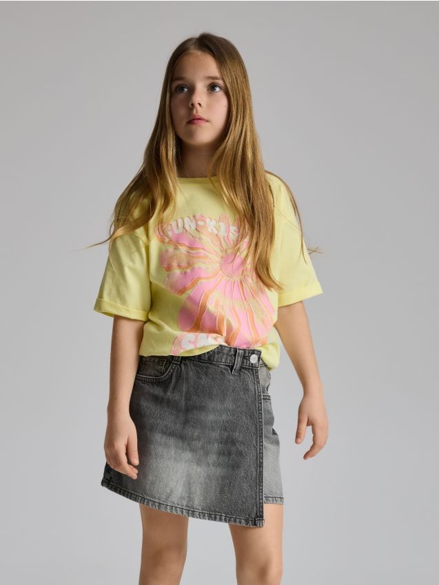 Reserved - Jeansowe szorty imitujące spódnicę - jasnoszary