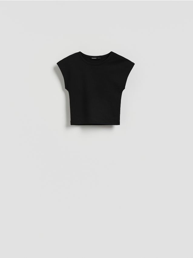 Reserved - Dzianinowy top z modalem - czarny