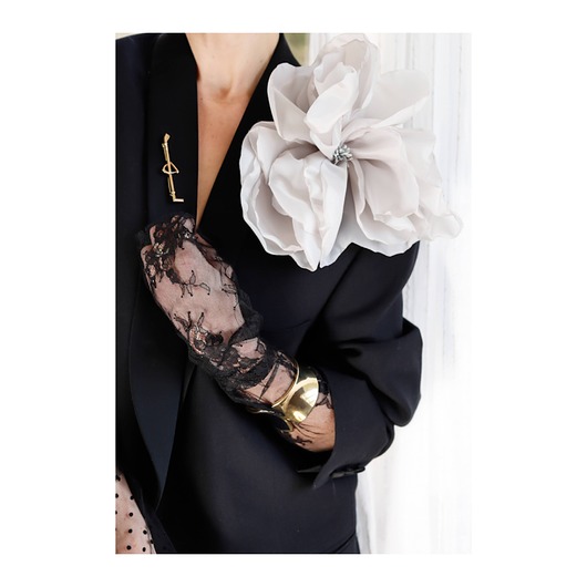 Duża broszka kwiat popiel