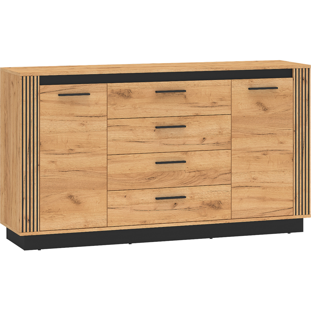 Komoda URSA 06 dąb craft złoty + czarny