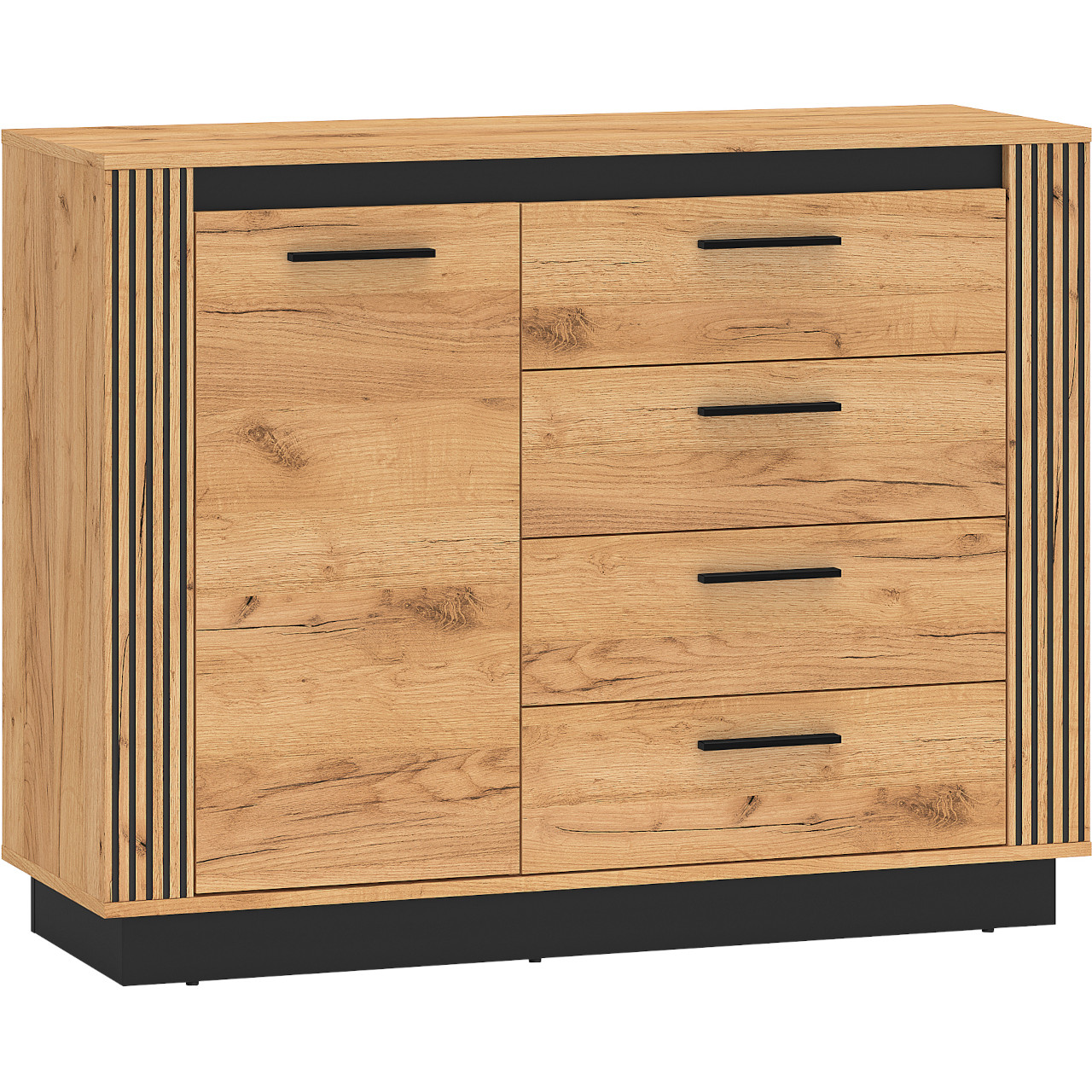 Komoda URSA 07 dąb craft złoty + czarny