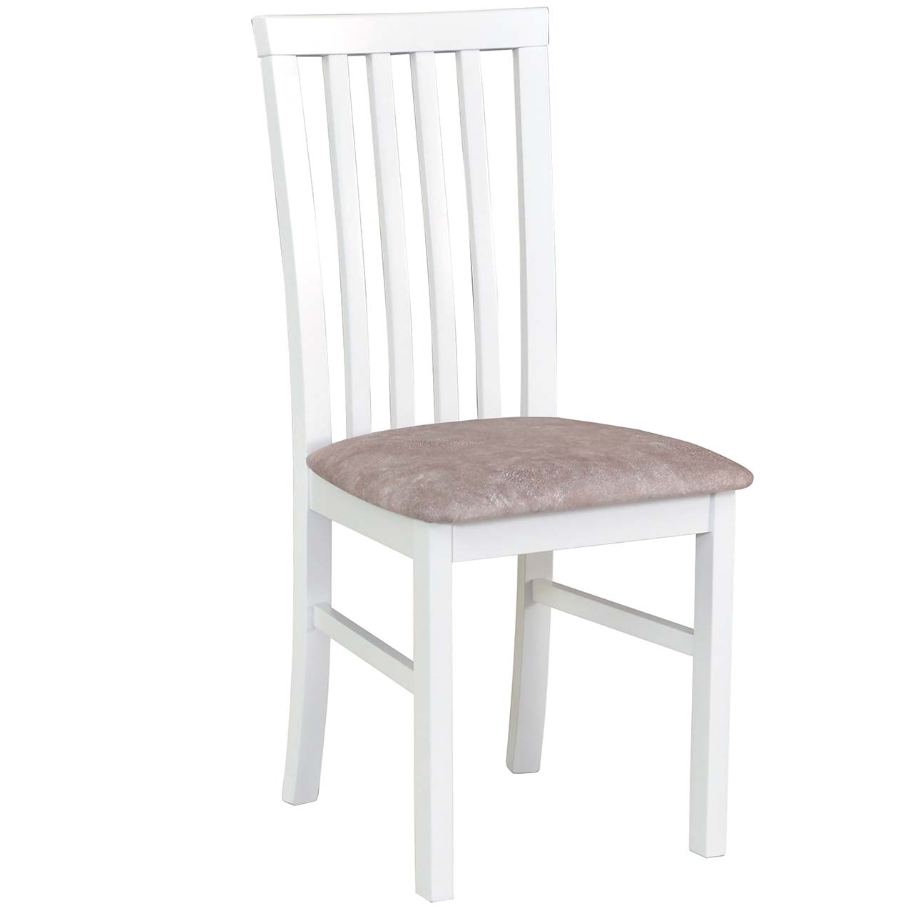 Krzesło DK23 białe z jasnobrązową tkaniną 25B