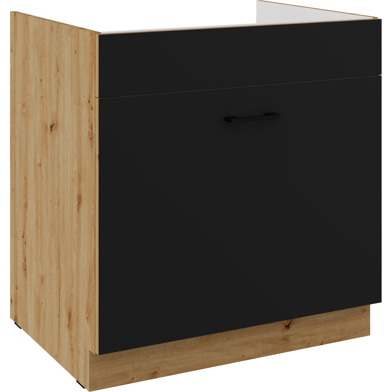 Szafka dolna pod zlew z szufladą 80 MADERA 01A dąb artisan / czarny