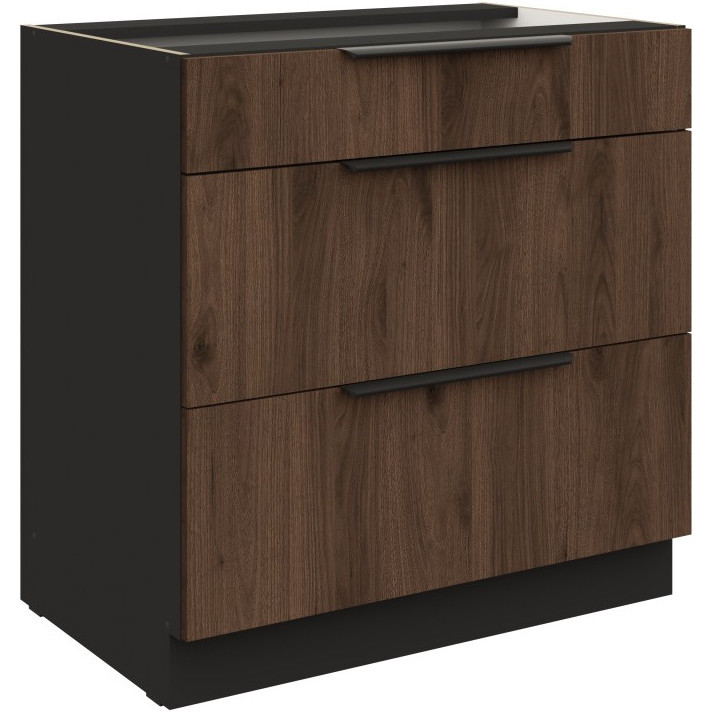 Szafka z szufladami 80 SILVIA 04 czarny / orzech okapi