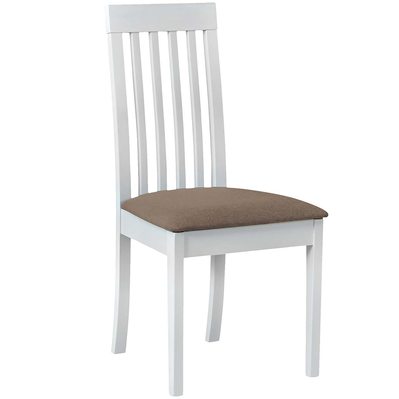 Białe krzesło DK37 z brązową tkaniną DX 5