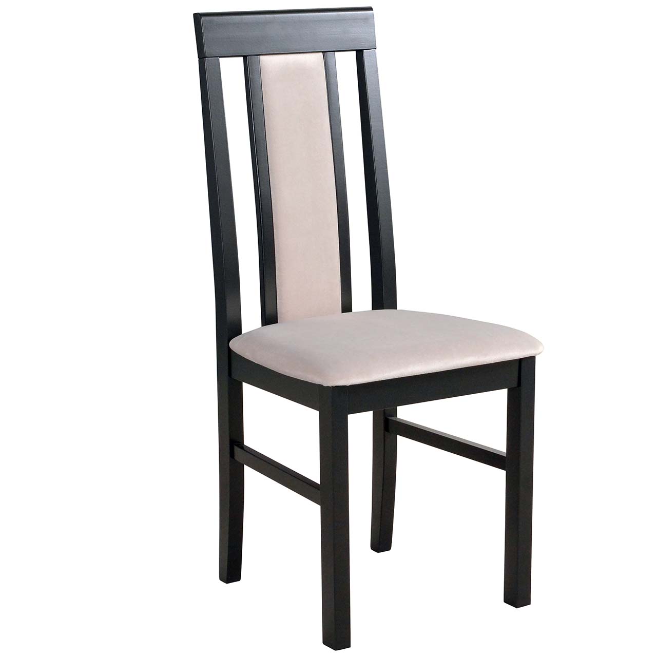 Czarne krzesło DK12 z jasną tkaniną 26B