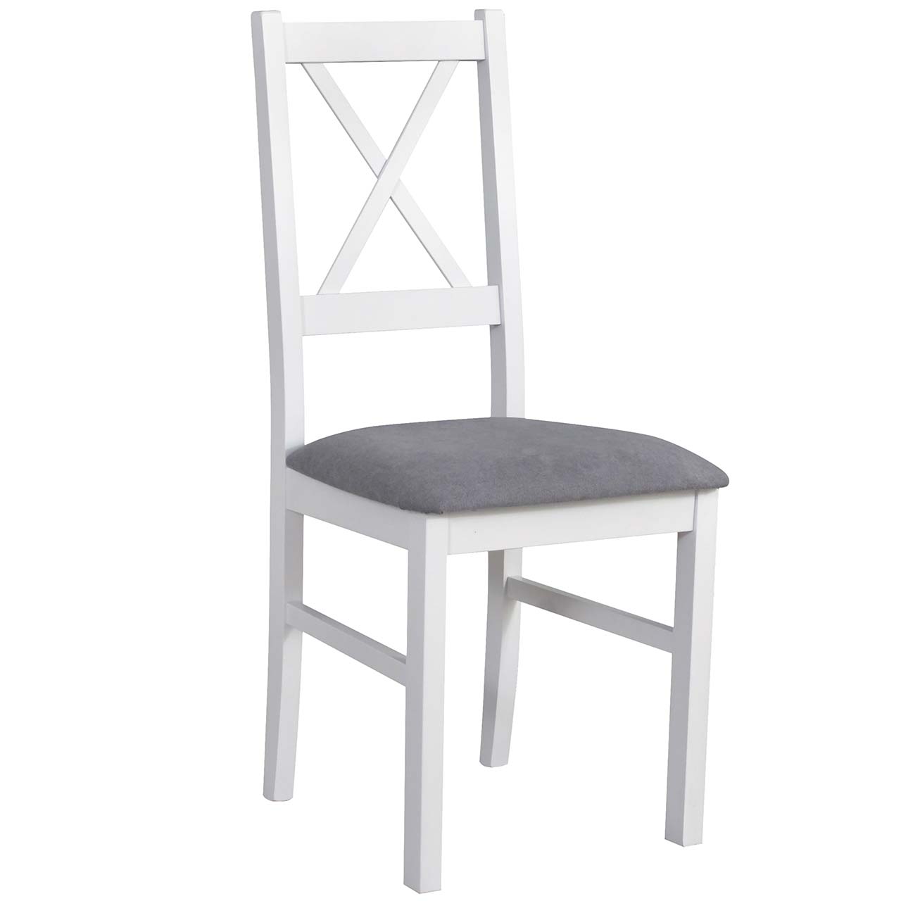 Białe krzesło DK17 z grafitową tkaniną 1B