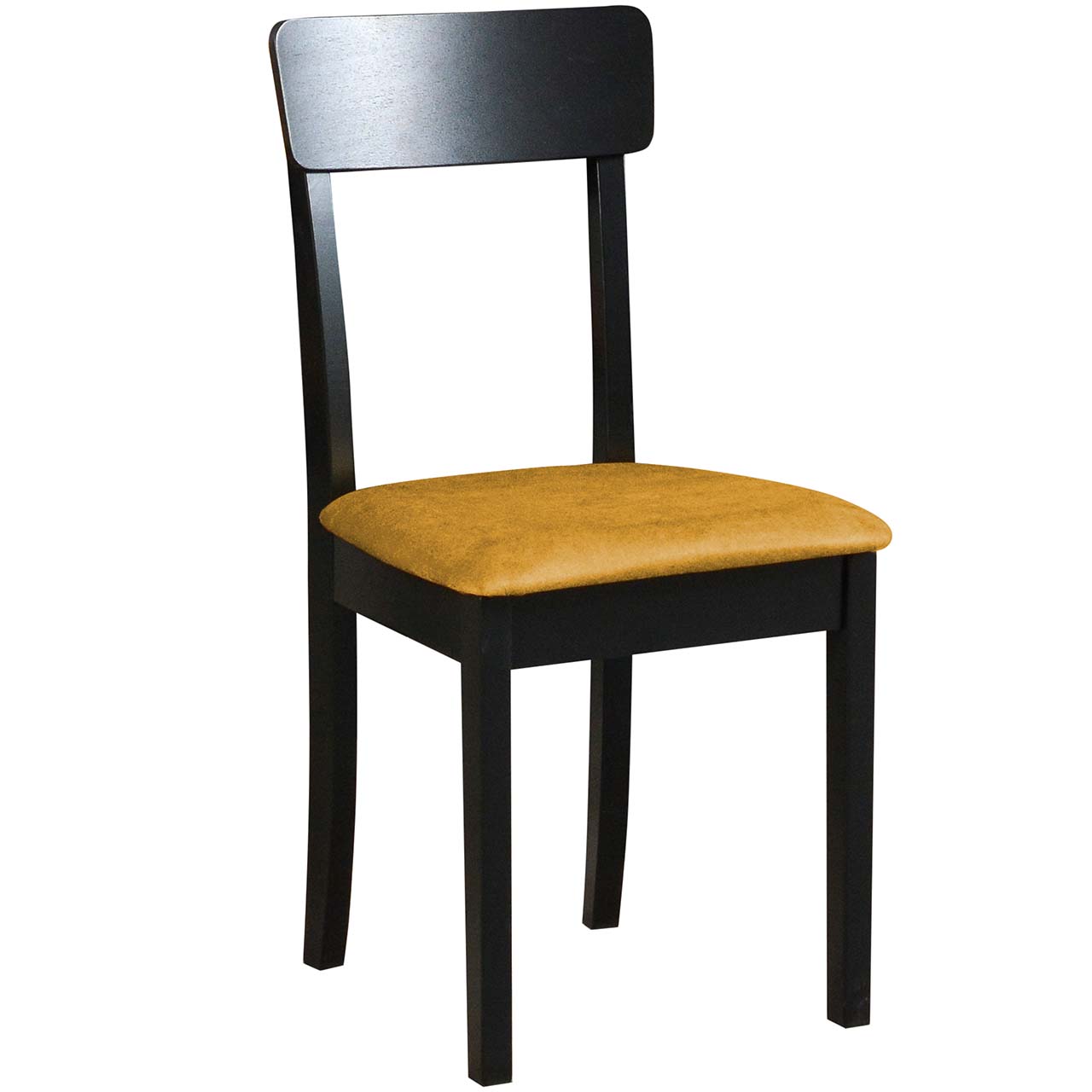 Czarne krzesło DK44 z żółtą tkaniną 23B