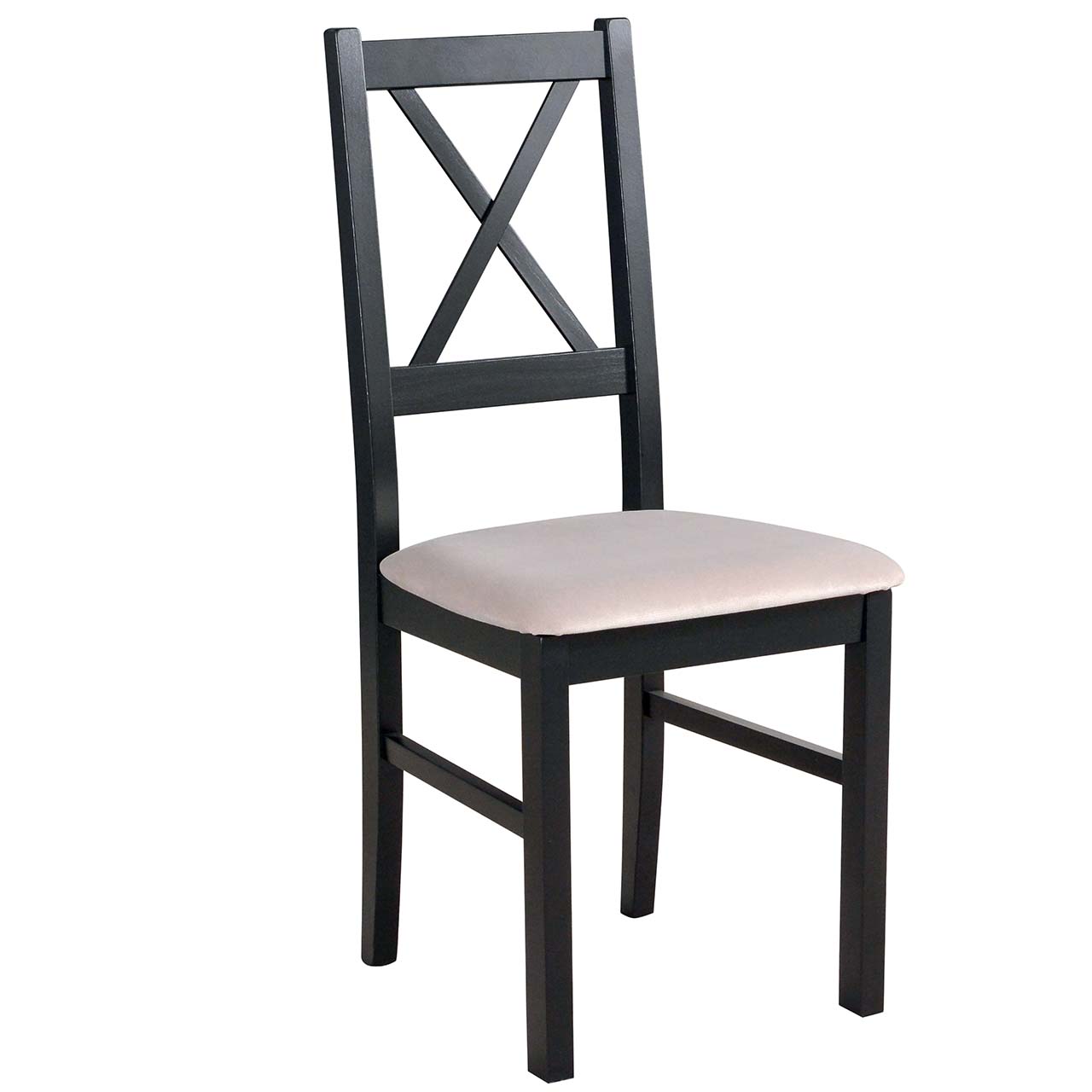 Czarne krzesło DK17 z jasną tkaniną 26B