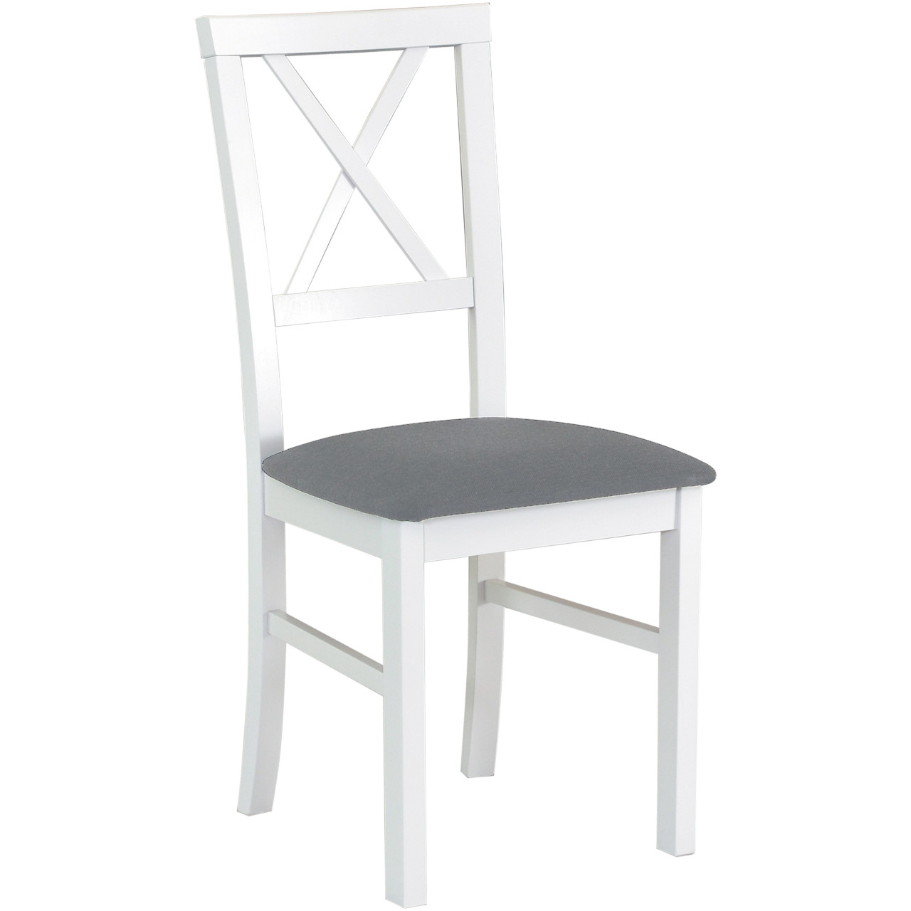 Białe krzesło DK51 z szarym siedziskiem 20B
