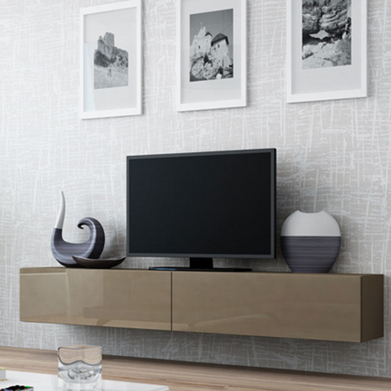 Komoda RTV 180 GOVI VG1 latte / latte połysk WYPRZEDAŻ