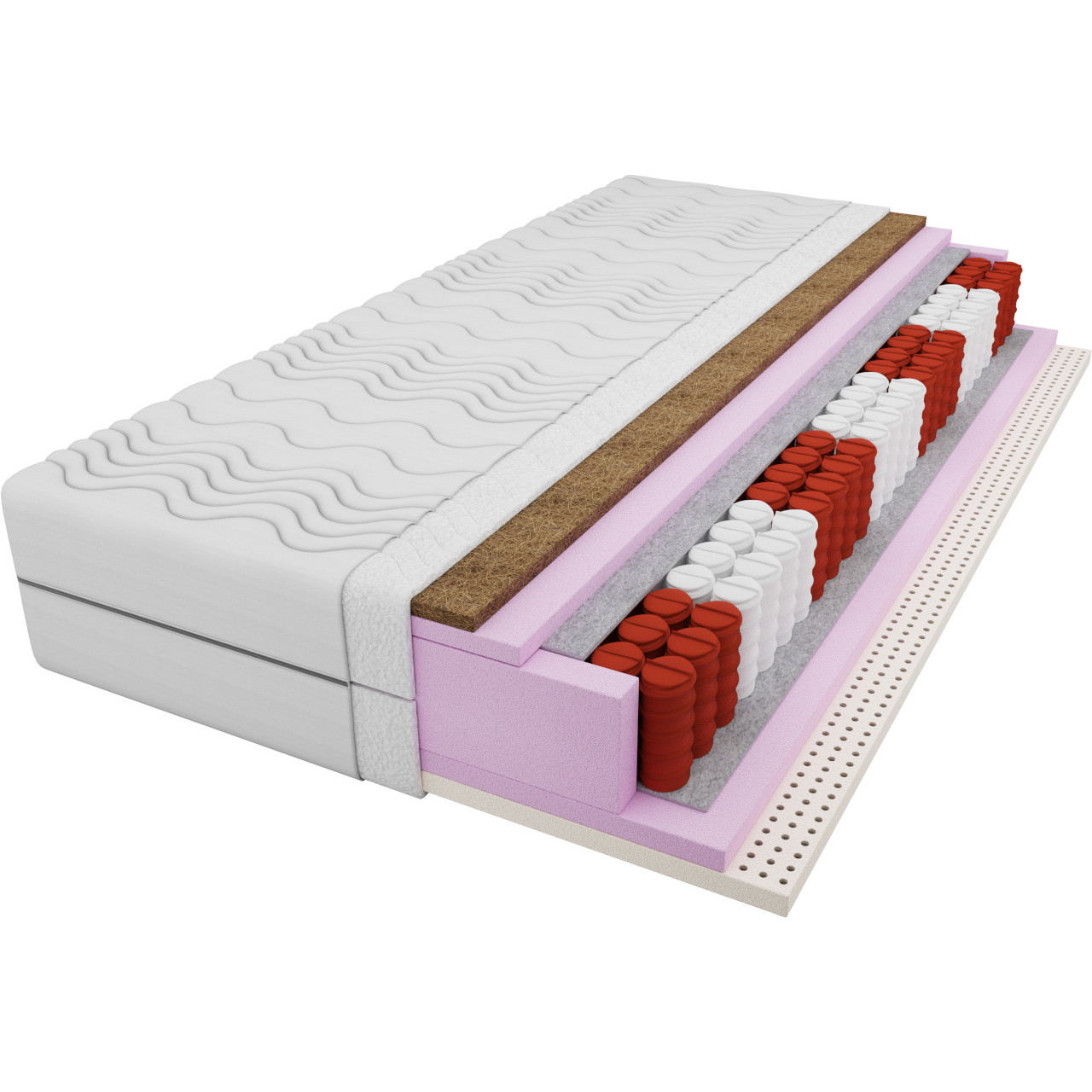 Materac kieszeniowy lateksowy + kokos 140x200 GASPARD BLANC