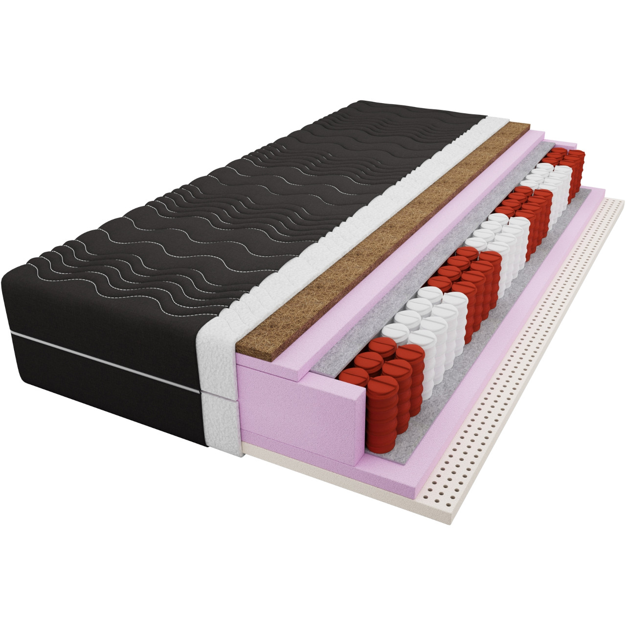 Materac kieszeniowy lateksowy + kokos 140x200 GASPARD NOIR