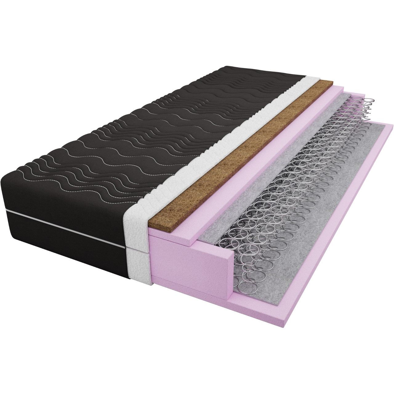 Materac sprężynowy + kokos 200x200 LOU NOIR