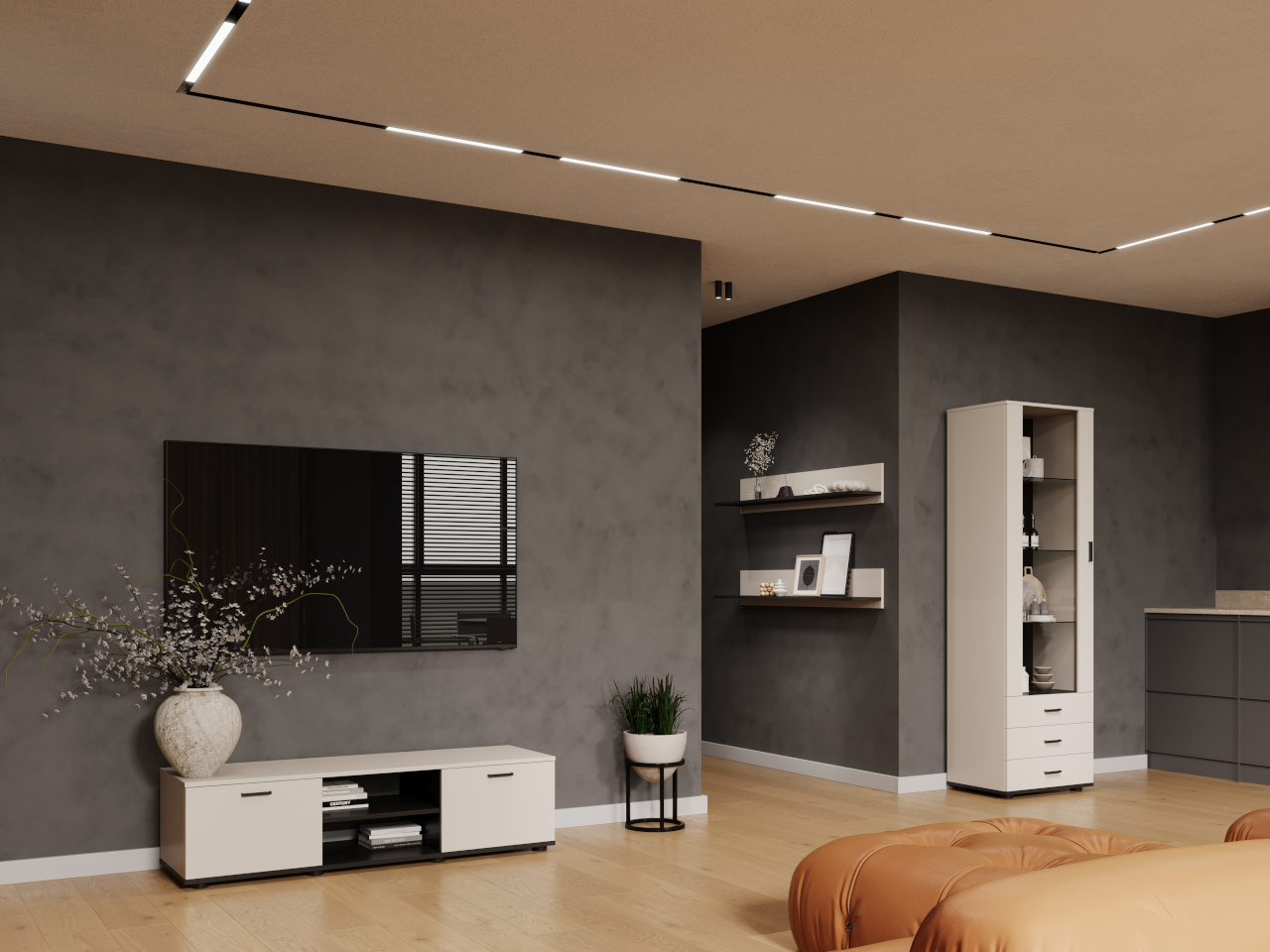 Meblościanka SINDI 7J kaszmir / czarny