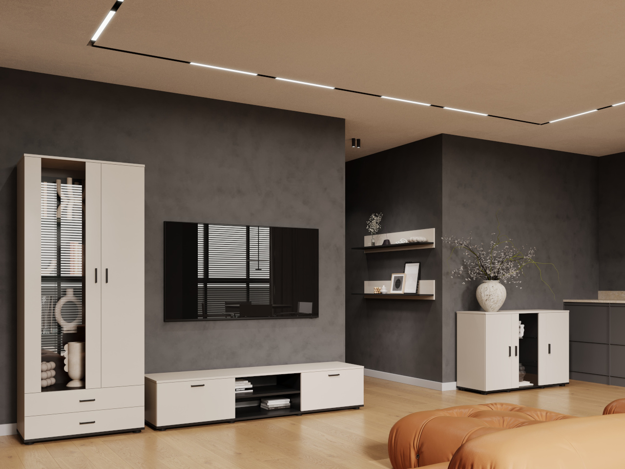 Meblościanka SINDI 9J kaszmir / czarny