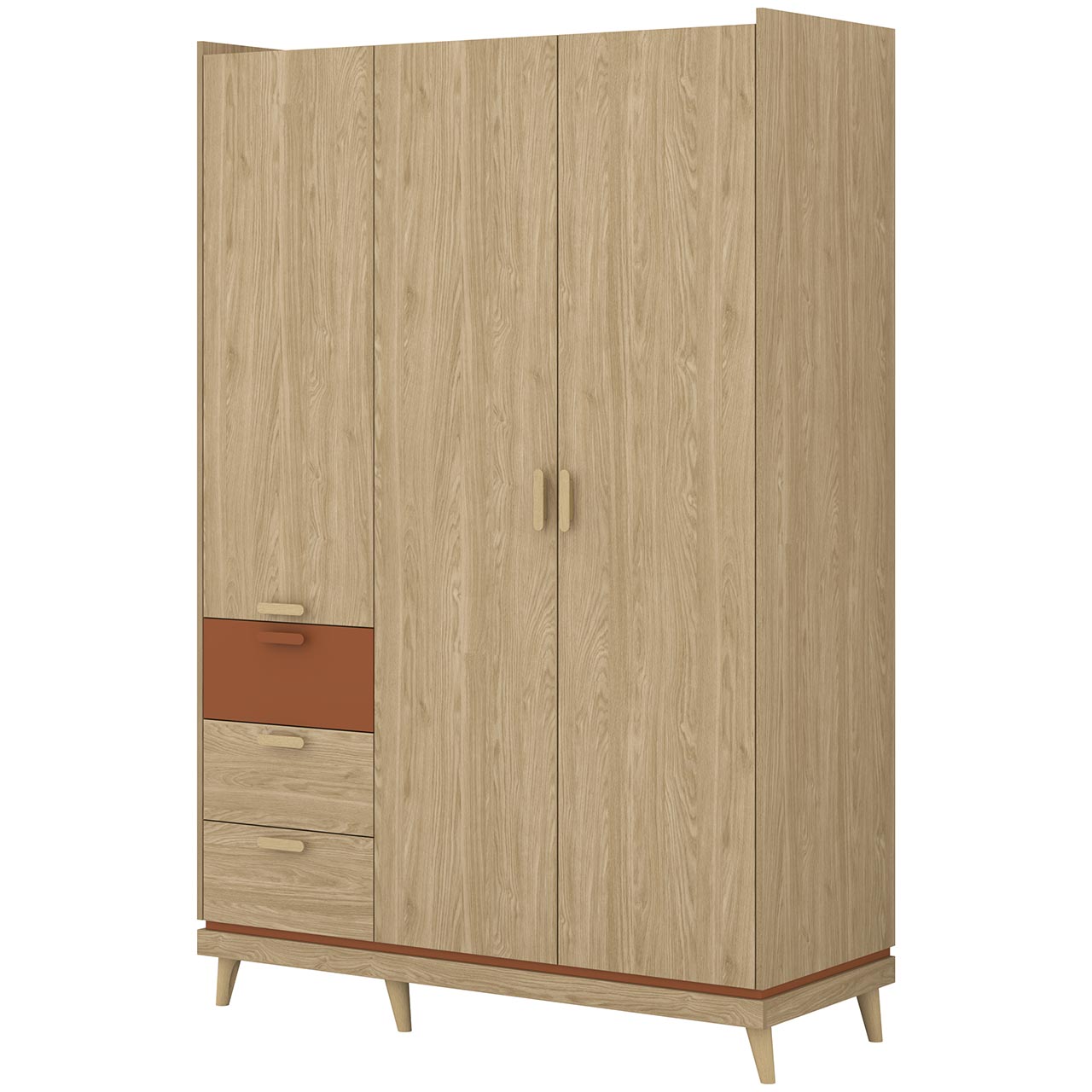 Szafa uchylna z szufladami CANDIS 19 dąb olejowany / ceglany
