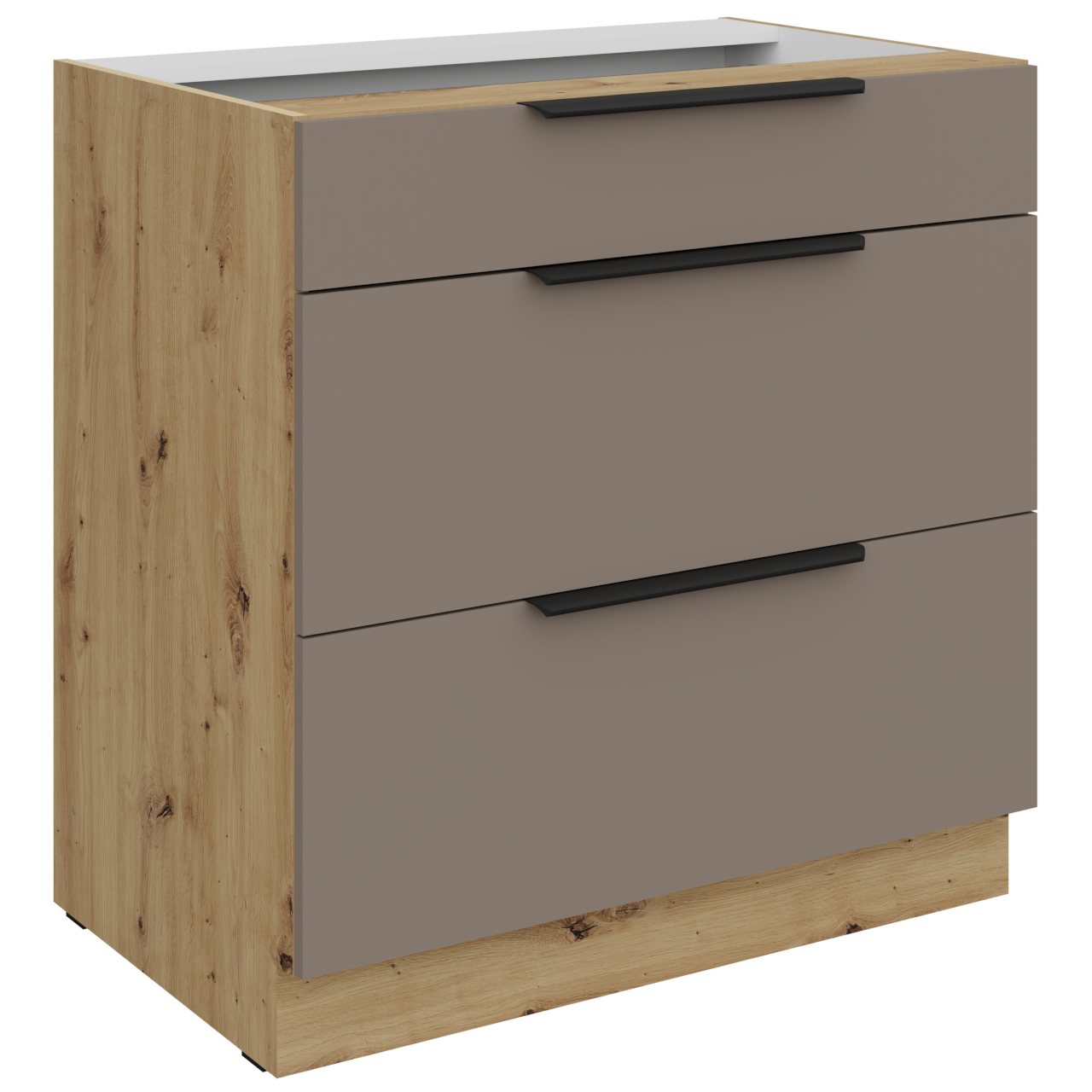 Szafka z szufladami 80 ERIS 04 Dąb artisan / Piaskowa szarość AFM