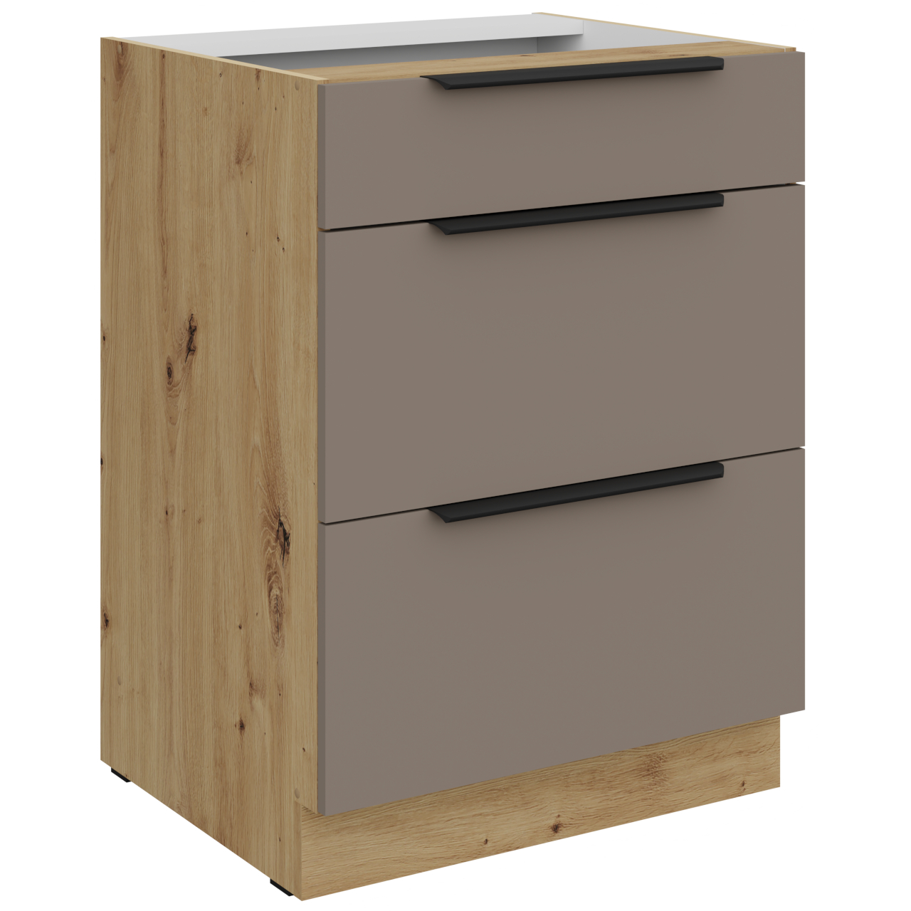 Szafka z szufladami 60 ERIS 08 Dąb artisan / Piaskowa szarość AFM