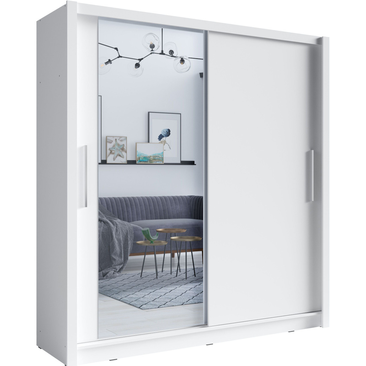 Szafa przesuwna z lustrem 154 BAKI 10 biały