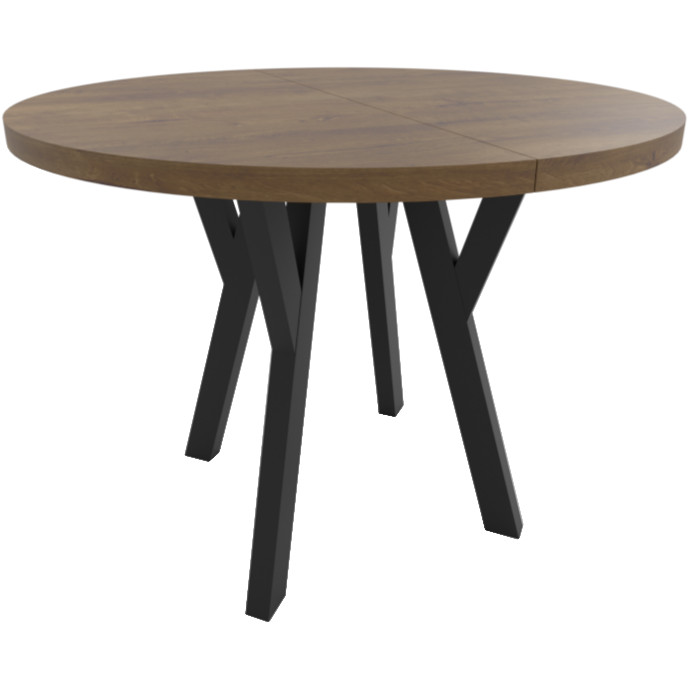Okrągły stół ENZO 100cm rozkładany do 250cm dąb lefkas i czarne nogi