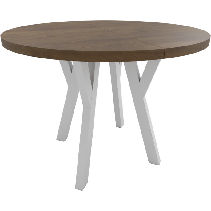 Okrągły stół ENZO 100cm rozkładany do 150cm dąb lefkas i białe nogi