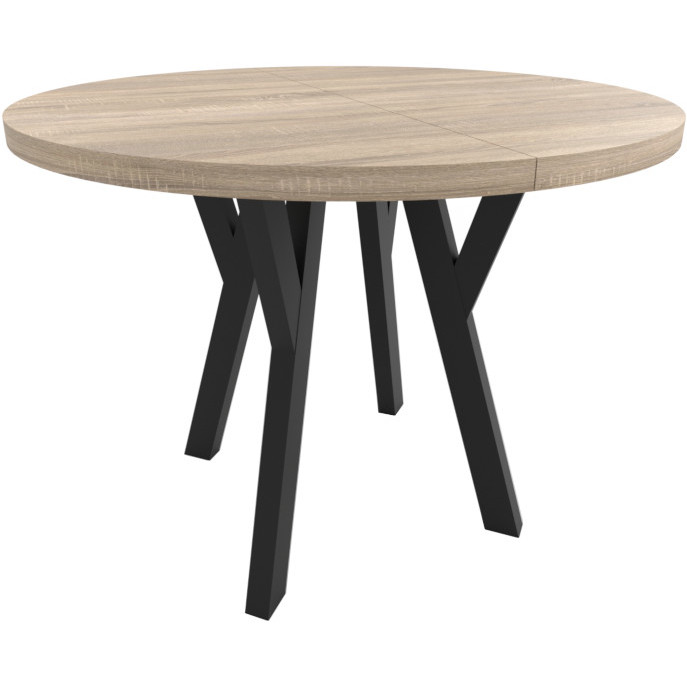 Okrągły stół ENZO 100cm rozkładany do 200cm dąb sonoma i czarne nogi