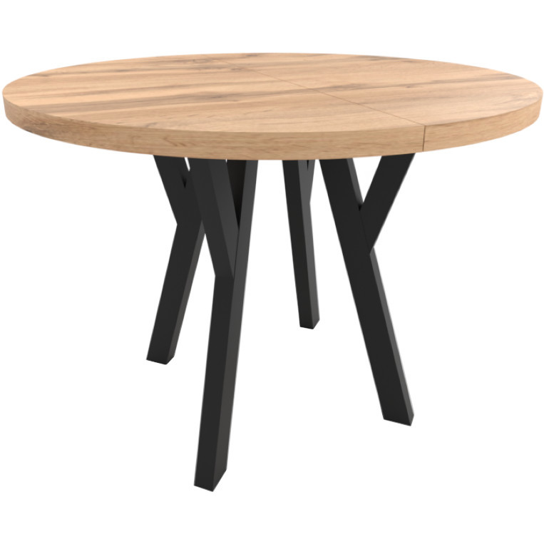 Okrągły stół ENZO 100cm rozkładany do 300cm dąb wotan i czarne nogi