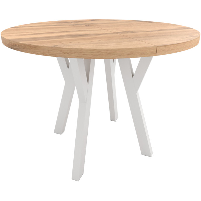 Okrągły stół ENZO 100cm rozkładany do 300cm dąb wotan i białe nogi
